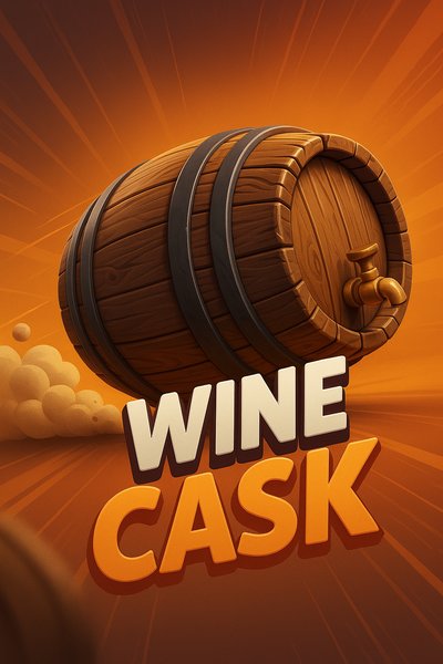 Dynamic Wine Cask Illustration with Bold Typography