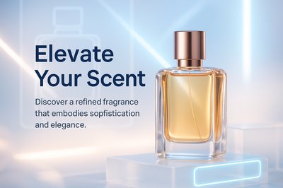 Elegant Perfume Promotion with Stylish Bottle Display