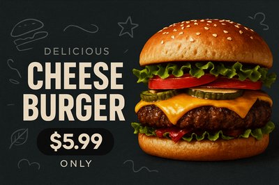 Summer Sky Fantasy Advertisement Featuring a Delicious Burger