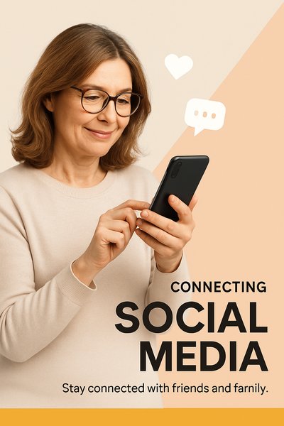 Middle Aged Woman Engaging with Social Media on Smartphone