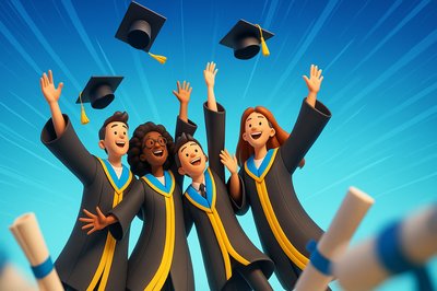 Dynamic University Graduation Celebration with Joyful Graduates