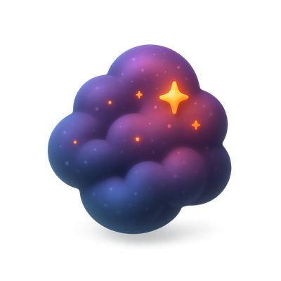 Stylized 3D Nebula Icon with Isometric Design