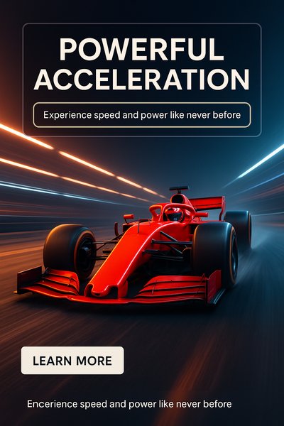 Dynamic Racing Car Image Promoting Acceleration Experience