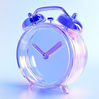 Stylized Transparent Alarm Clock with Modern Aesthetic