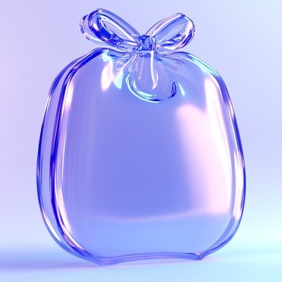 Stylized Transparent Gift Bag with Soft Lighting