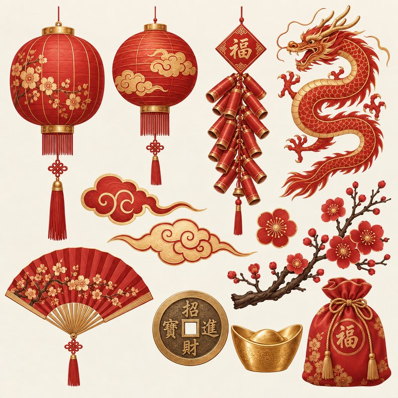 Lunar New Year design elements