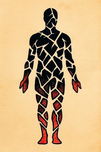 Tattoo Design of Fragments on Beige Background