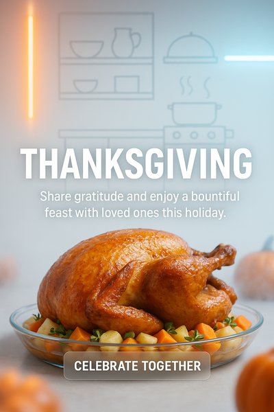 Thanksgiving Feast Promotion Graphic with Warm Colors