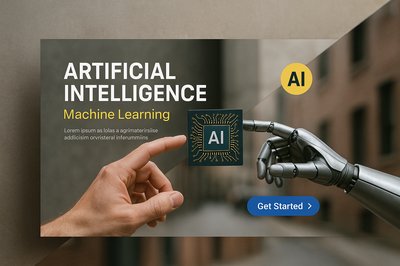 AI Interaction: Human and Robot Hands in Tech Concept