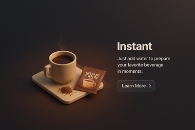 Realistic 3D Scene of Instant Coffee Setup