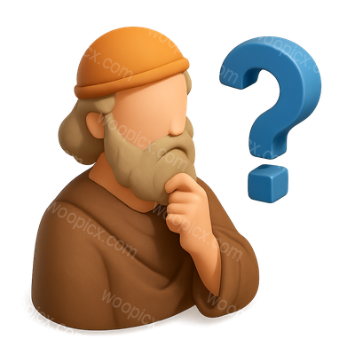 3D Philosopher Icon Pondering with Question Mark
