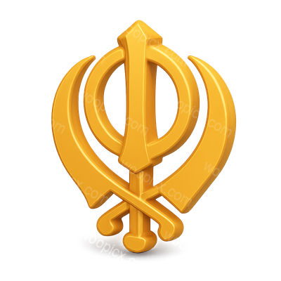 3D Khanda Icon with Isometric Design and Volumetric Feel
