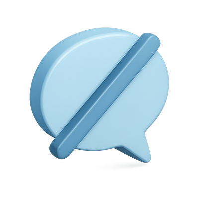3D Mute Speech Bubble Icon for Communication Apps