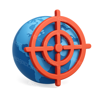 3D Globe with Target Overlay Icon for Marketing Use