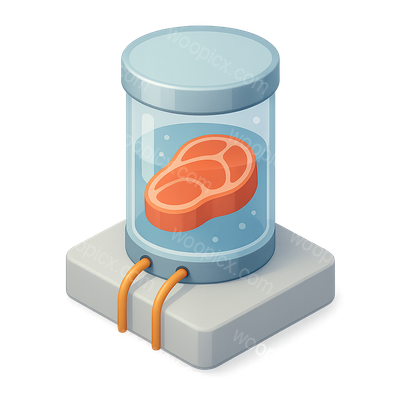 3D Icon of Lab-Grown Meat in Transparent Container