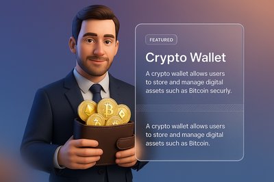 Crypto Businessman Holding a Wallet Full of Coins