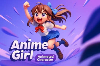 Dynamic 3D Illustration of an Anime Girl in Action
