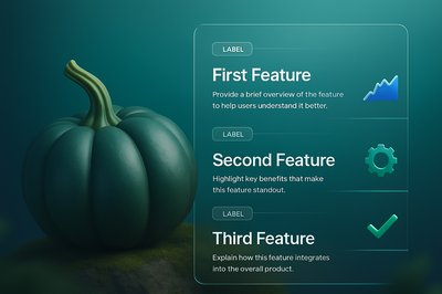 3D Pumpkin Illustration with Feature Blocks