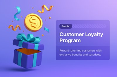 3D Gift Box with Floating Coin and Ribbon - Loyalty Program Concept