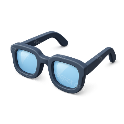 Stylish 3D Eyeglasses Icon with Transparent Background