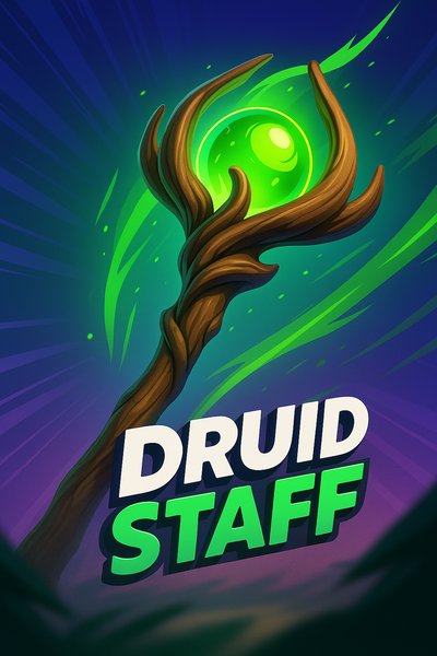 Fantasy Druid Staff Illustration with Magical Elements