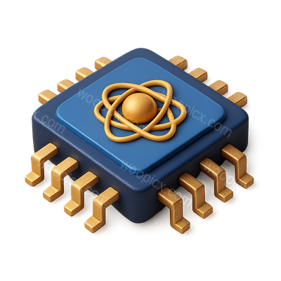 3D Quantum Chip Icon with Isometric View