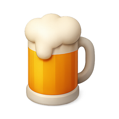 Stylized Beer Mug Icon with Foam and Bright Colors