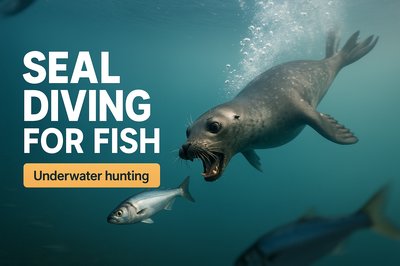 Underwater Scene of a Seal Diving for Fish