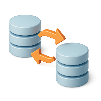 3D Database Exchange Icon for Data Transfer Visualization