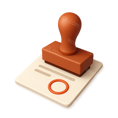 3D Document Stamp Icon with Isometric View