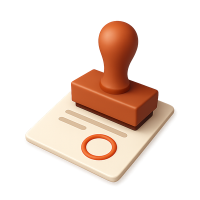 3D Document Stamp Icon with Isometric View