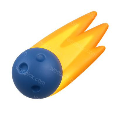 Stylized 3D Glowing Comet Icon with Transparent Background