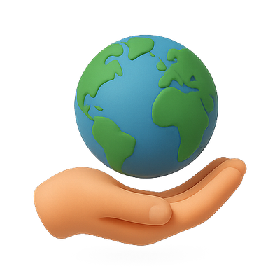 3D Hand Holding a Globe Symbolizing Earth Care