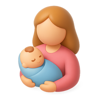 Stylized Illustration of a Mother Holding a Baby
