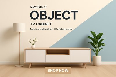 Stylish Modern Living Room with TV Cabinet and Decor