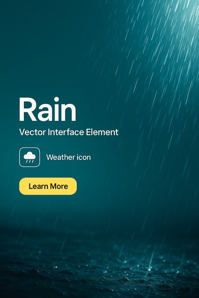 Rain Weather Icon Interface Element for Apps