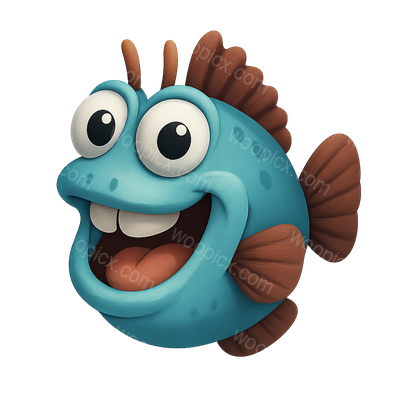 Comical 3D Blenny Icon with Isometric Design