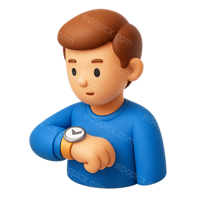 3D Icon of a Person Checking Time with a Watch