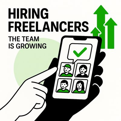 Illustrative Graphic on Hiring Freelancers with Growth Theme