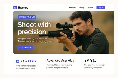 Modern Landing Page Design for Shooting Skills