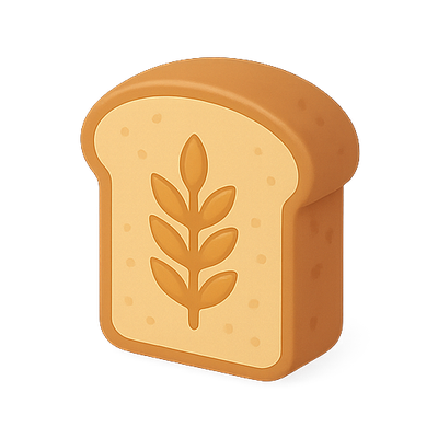 Stylized Bread Icon with Leaf Design