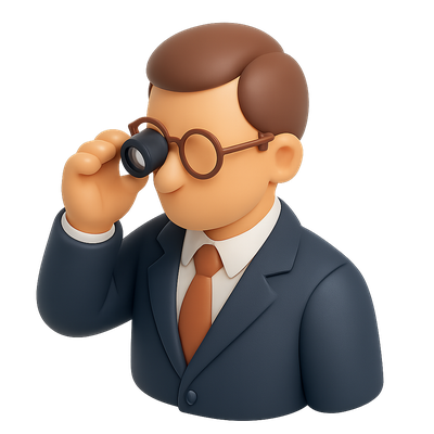 3D Appraiser Icon with Loupe in Isometric View