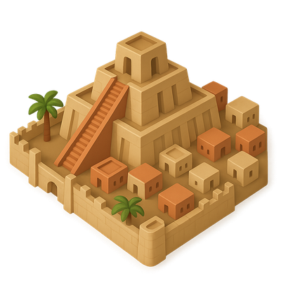 3D Icon of a Sumerian City with Pyramid Structure