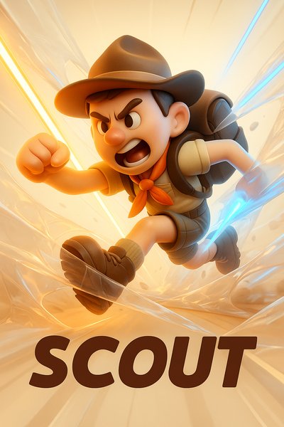 Dynamic Neon Scout Illustration with Luminous Halo Effects