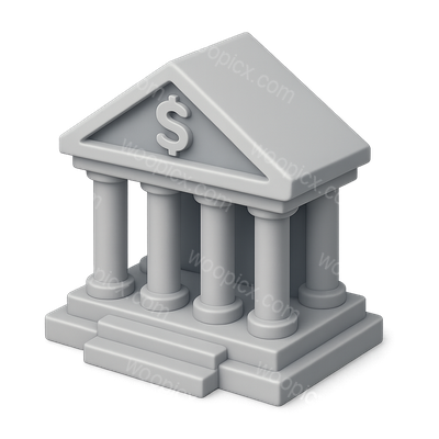 Stylish 3D Bank Icon with Volumetric Design