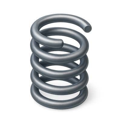 3D Metallic Coiled Spring Icon with Isometric View