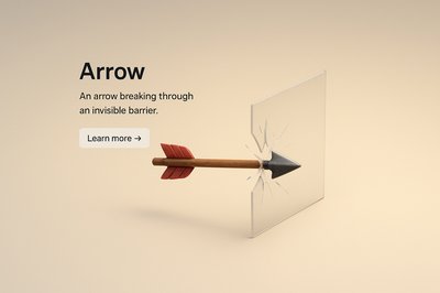 Arrow Breaking Through Invisible Barrier in 3D Scene