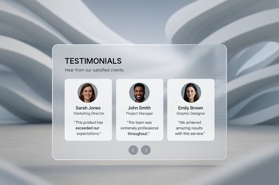 Futuristic 3D Architectural Design with Testimonials