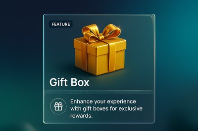 Realistic Gold Gift Box with Ribbon for Web Feature Display
