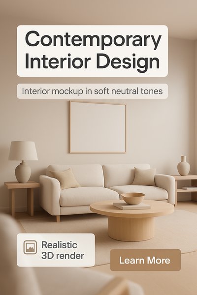 Elegant Contemporary Interior Design Mockup in Soft Tones